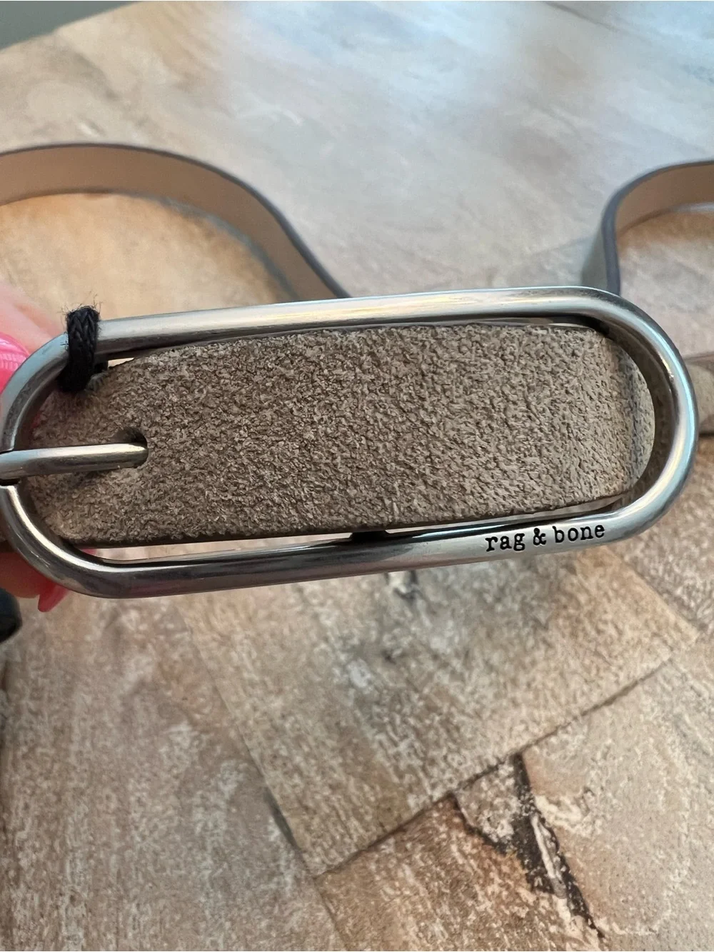 Rag & Bone Baby Rounded Rebound Belt Light Sand Suede